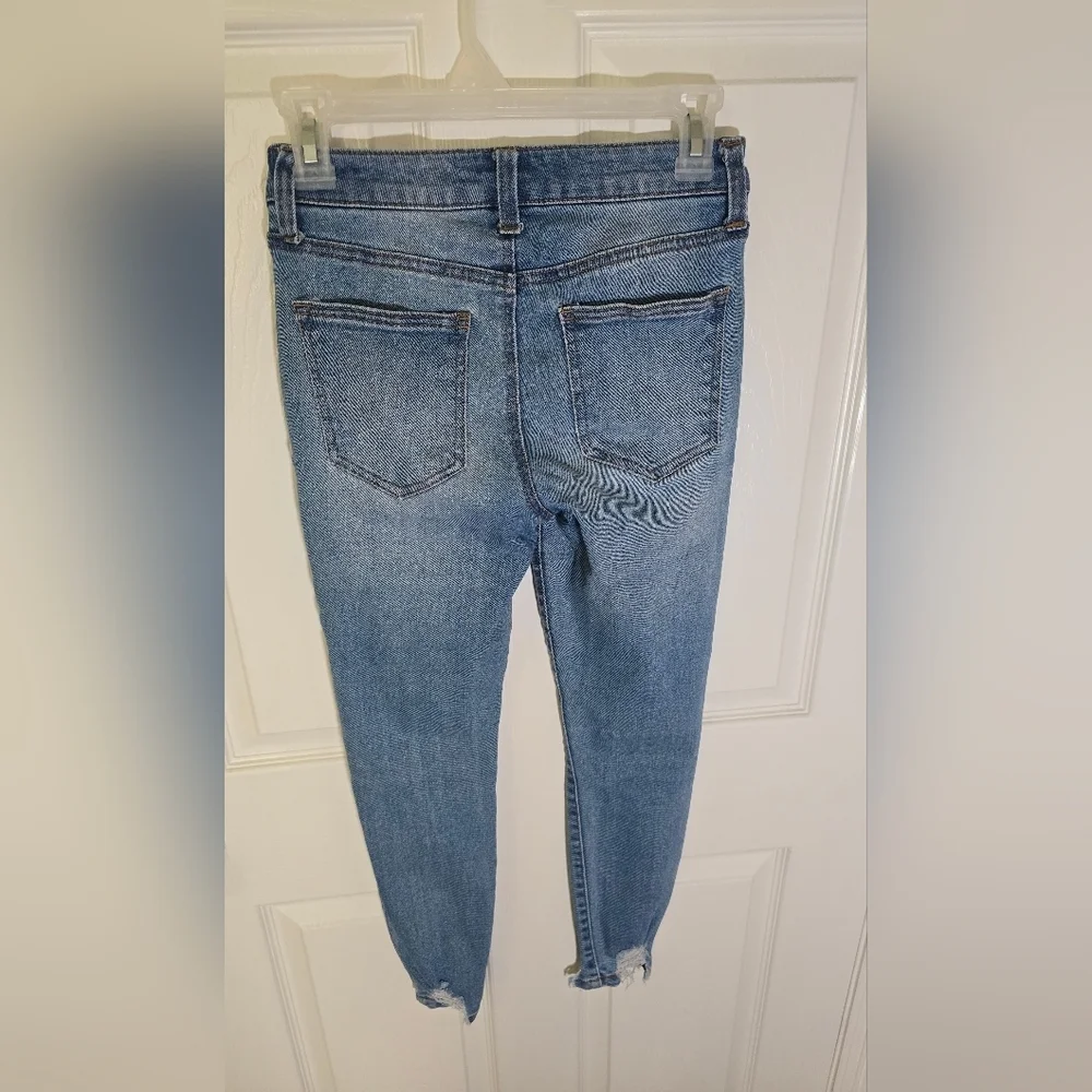 Celebrity Pink Womens Shredded Skinny Light Denim Blue Jeans Size 1